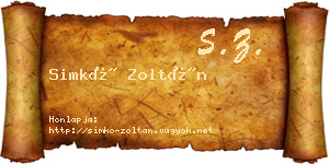 Simkó Zoltán névjegykártya