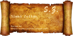 Simkó Zoltán névjegykártya